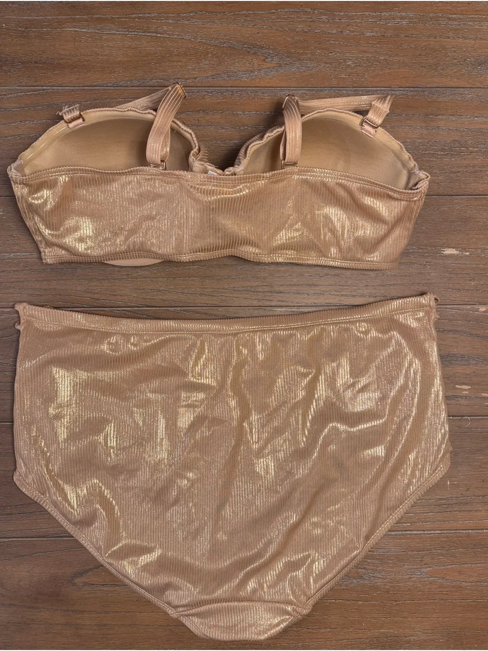 Cacique Shimmery Tan Ribbed Swim Top - Picture 5 of 8